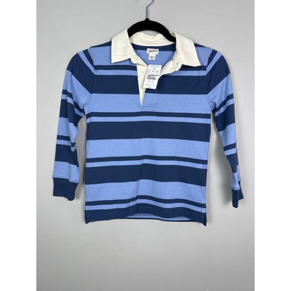 J.Crew Crewcuts NWT Boy’s Estate Blue Pale Seasca Striped Rugby Shirt size 6/7 - Picture 1 of 5